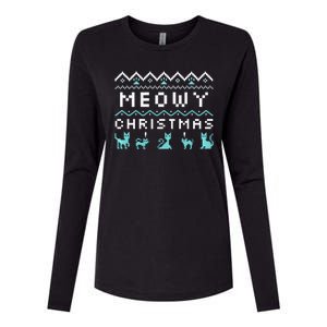 Funny Meowy Christmas Womens Cotton Relaxed Long Sleeve T-Shirt