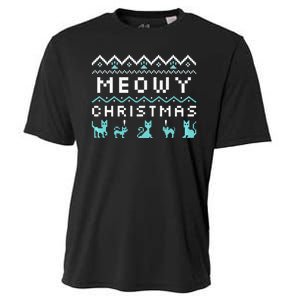 Funny Meowy Christmas Cooling Performance Crew T-Shirt