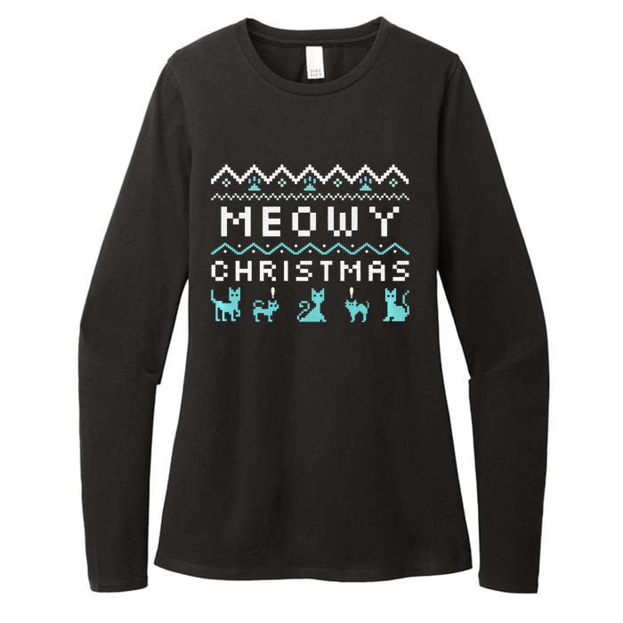 Funny Meowy Christmas Womens CVC Long Sleeve Shirt