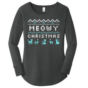 Funny Meowy Christmas Women's Perfect Tri Tunic Long Sleeve Shirt