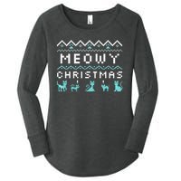 Funny Meowy Christmas Women's Perfect Tri Tunic Long Sleeve Shirt