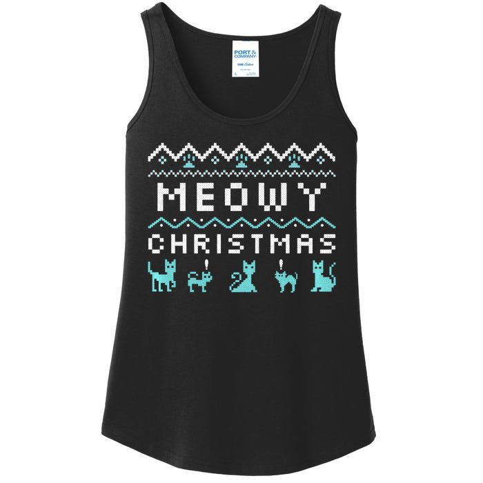 Funny Meowy Christmas Ladies Essential Tank