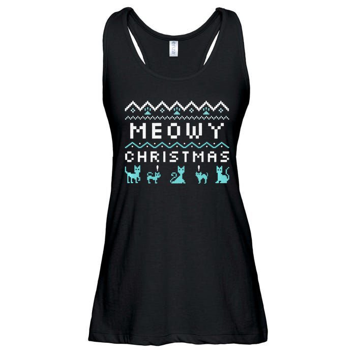 Funny Meowy Christmas Ladies Essential Flowy Tank