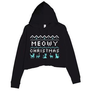 Funny Meowy Christmas Crop Fleece Hoodie