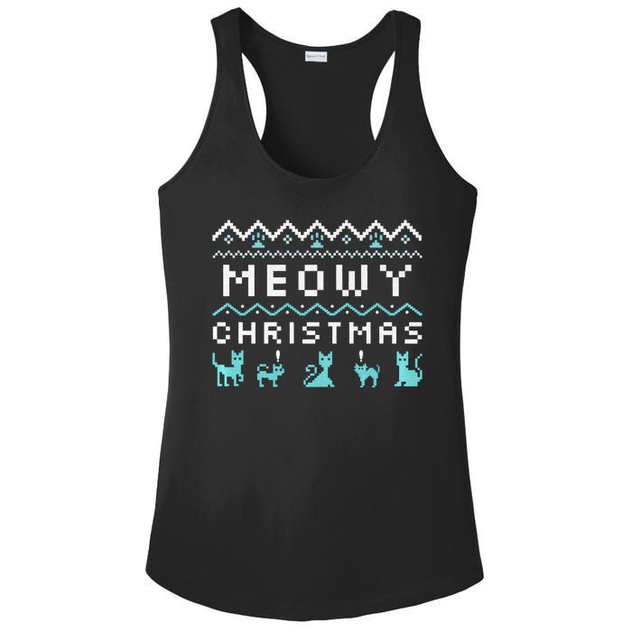 Funny Meowy Christmas Ladies PosiCharge Competitor Racerback Tank