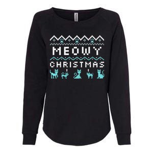 Funny Meowy Christmas Womens California Wash Sweatshirt