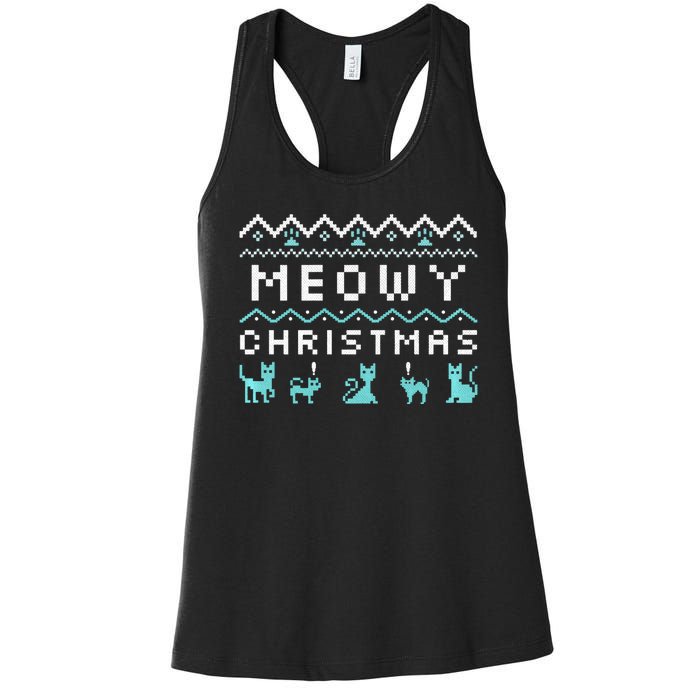 Funny Meowy Christmas Women's Racerback Tank