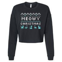 Funny Meowy Christmas Cropped Pullover Crew