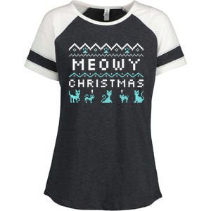 Funny Meowy Christmas Enza Ladies Jersey Colorblock Tee