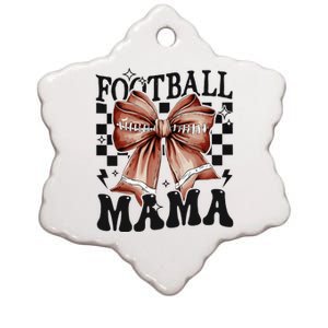 Football Mama Coquette Bow Funny Football Game Day Sport Mom Ceramic Star Ornament