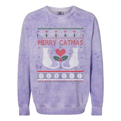 Funny Merry Catmas Ugly Christmas Sweater Colorblast Crewneck Sweatshirt