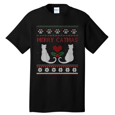 Funny Merry Catmas Ugly Christmas Sweater Tall T-Shirt