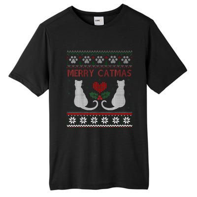 Funny Merry Catmas Ugly Christmas Sweater Tall Fusion ChromaSoft Performance T-Shirt