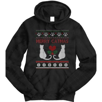 Funny Merry Catmas Ugly Christmas Sweater Tie Dye Hoodie