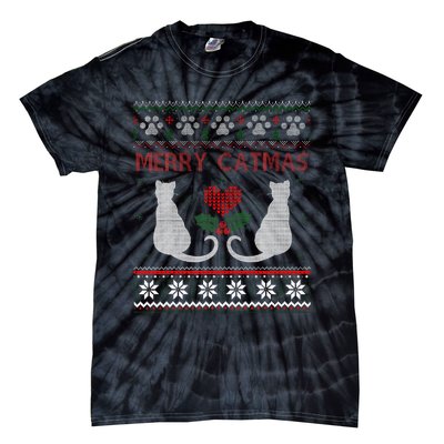 Funny Merry Catmas Ugly Christmas Sweater Tie-Dye T-Shirt