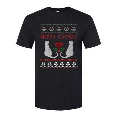 Funny Merry Catmas Ugly Christmas Sweater Softstyle CVC T-Shirt