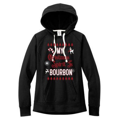 Fun My Christmas Spirit Is Bourbon Holiday Design Funny Gift Women's Fleece Hoodie