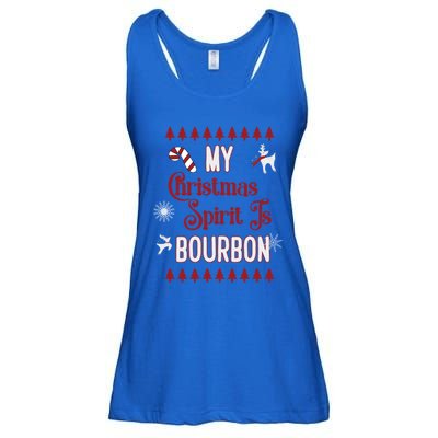 Fun My Christmas Spirit Is Bourbon Holiday Design Funny Gift Ladies Essential Flowy Tank