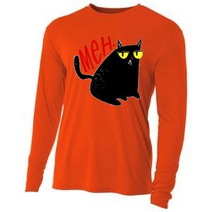 Funny Meh. Cat Meme For Cat Lovers Cooling Performance Long Sleeve Crew