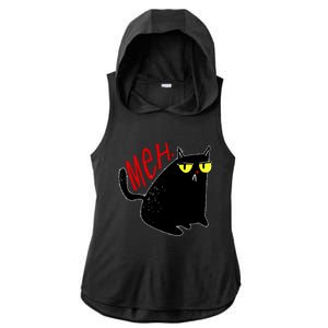 Funny Meh. Cat Meme For Cat Lovers Ladies PosiCharge Tri-Blend Wicking Draft Hoodie Tank