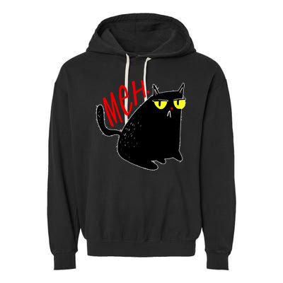 Funny Meh. Cat Meme For Cat Lovers Garment-Dyed Fleece Hoodie