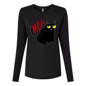 Funny Meh. Cat Meme For Cat Lovers Womens Cotton Relaxed Long Sleeve T-Shirt