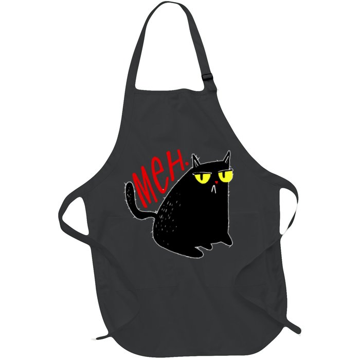 Funny Meh. Cat Meme For Cat Lovers Full-Length Apron With Pockets