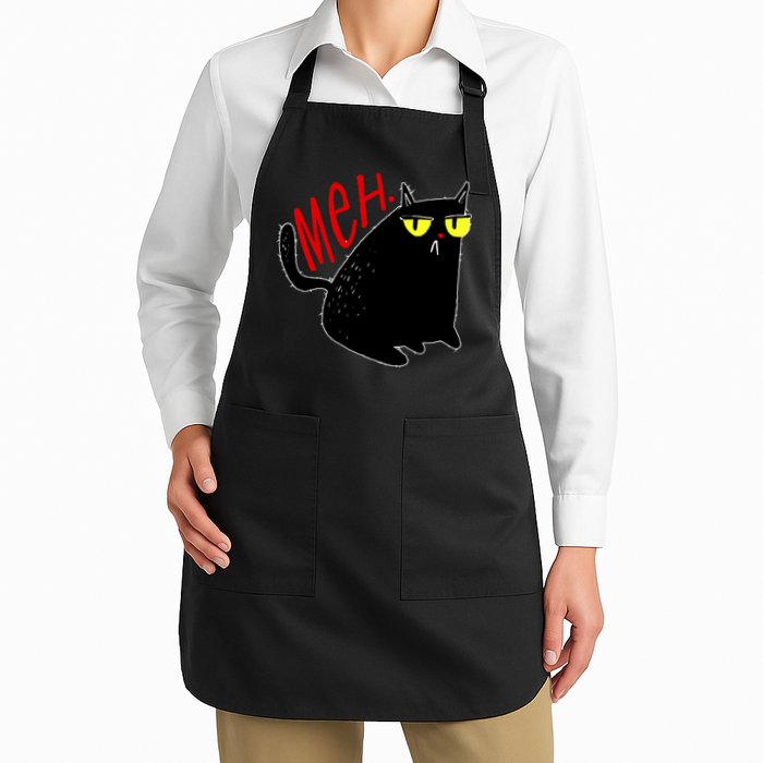 Funny Meh. Cat Meme For Cat Lovers Full-Length Apron With Pockets
