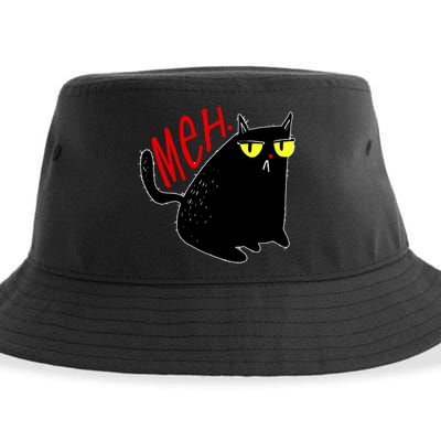 Funny Meh. Cat Meme For Cat Lovers Sustainable Bucket Hat