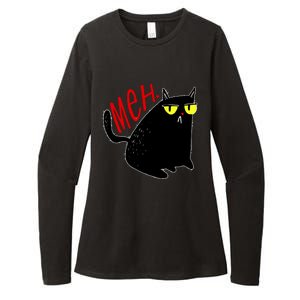 Funny Meh. Cat Meme For Cat Lovers Womens CVC Long Sleeve Shirt