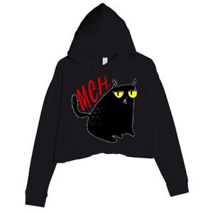 Funny Meh. Cat Meme For Cat Lovers Crop Fleece Hoodie