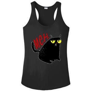 Funny Meh. Cat Meme For Cat Lovers Ladies PosiCharge Competitor Racerback Tank