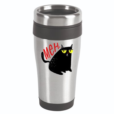 Funny Meh. Cat Meme For Cat Lovers 16oz Travel Tumbler