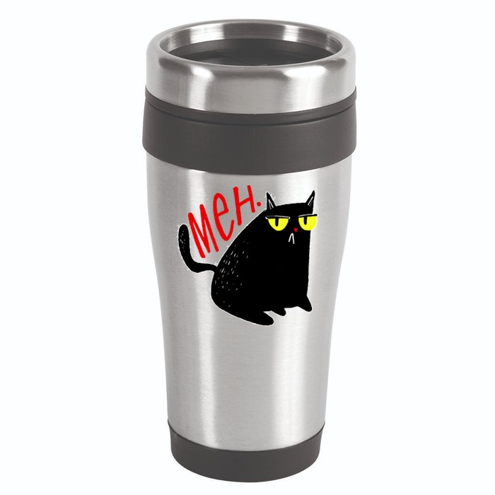 Funny Meh. Cat Meme For Cat Lovers 16oz Travel Tumbler