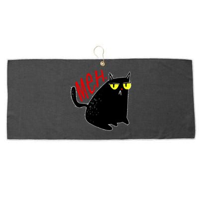 Funny Meh. Cat Meme For Cat Lovers Large Microfiber Waffle Golf Towel