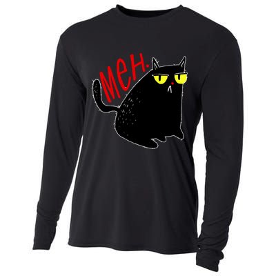 Funny Meh. Cat Meme For Cat Lovers Cooling Performance Long Sleeve Crew
