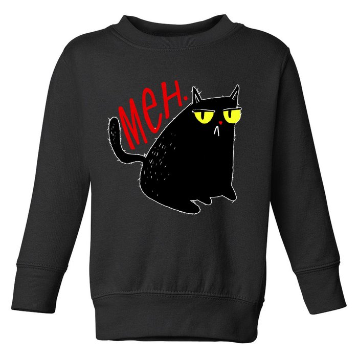 Funny Meh. Cat Meme For Cat Lovers Toddler Sweatshirt