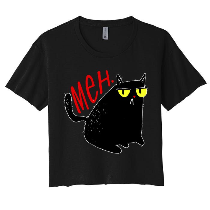 Funny Meh. Cat Meme For Cat Lovers Crop Top