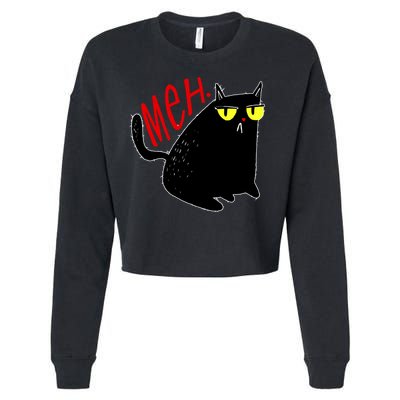 Funny Meh. Cat Meme For Cat Lovers Cropped Pullover Crew