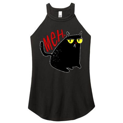 Funny Meh. Cat Meme For Cat Lovers Women's Perfect Tri Rocker Tank