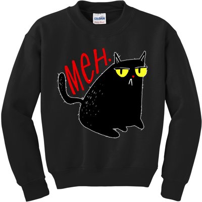 Funny Meh. Cat Meme For Cat Lovers Kids Sweatshirt