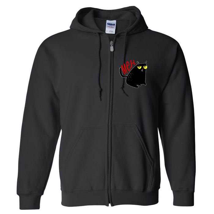 Funny Meh. Cat Meme For Cat Lovers Full Zip Hoodie