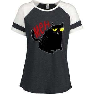 Funny Meh. Cat Meme For Cat Lovers Enza Ladies Jersey Colorblock Tee