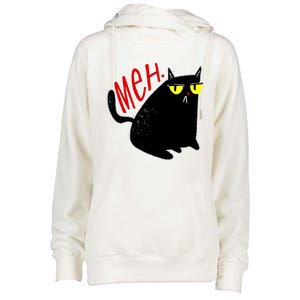 Funny Meh. Cat Meme For Cat Lovers Womens Funnel Neck Pullover Hood