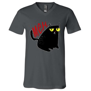 Funny Meh. Cat Meme For Cat Lovers V-Neck T-Shirt