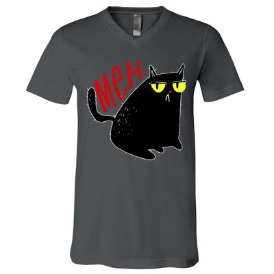 Funny Meh. Cat Meme For Cat Lovers V-Neck T-Shirt
