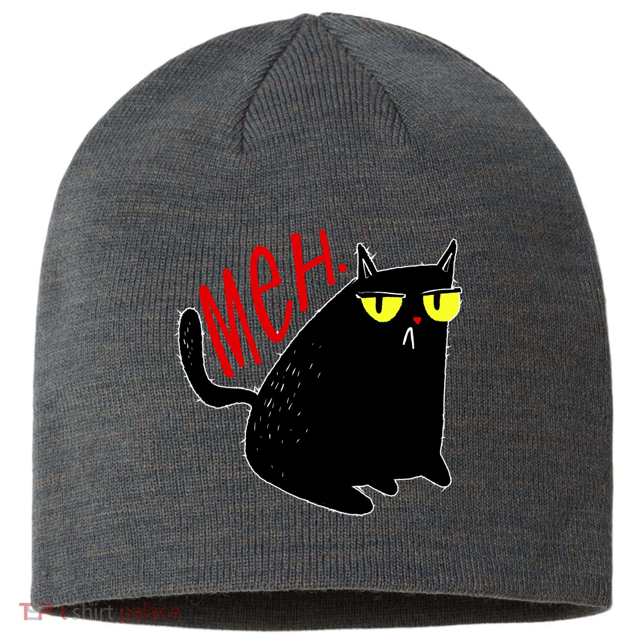 Funny Meh. Cat Meme For Cat Lovers Sustainable Beanie
