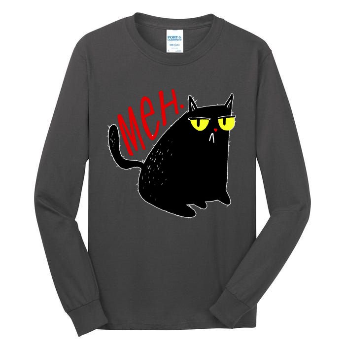 Funny Meh. Cat Meme For Cat Lovers Tall Long Sleeve T-Shirt