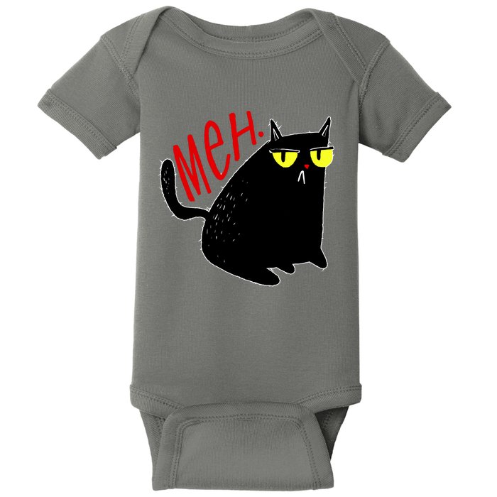 Funny Meh. Cat Meme For Cat Lovers Baby Bodysuit