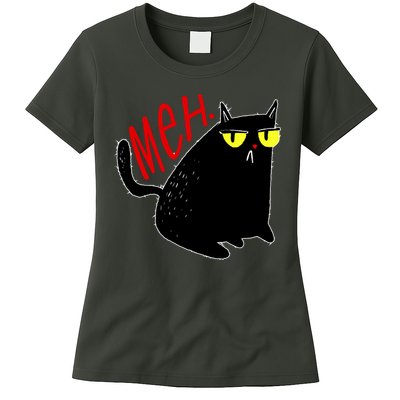 Funny Meh. Cat Meme For Cat Lovers Womens T-Shirt